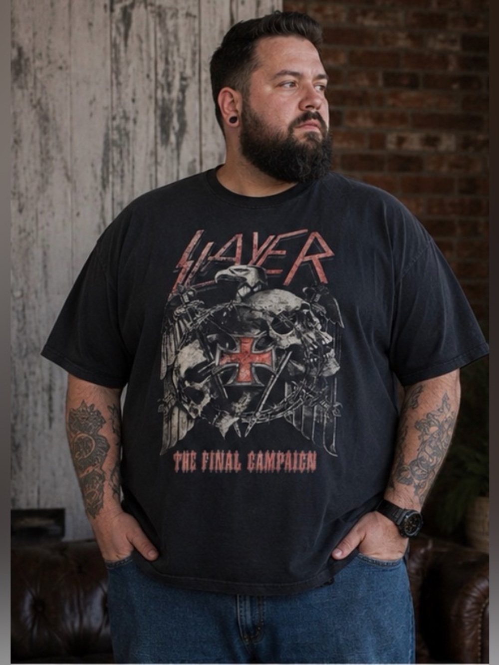 Slayer The Final Campaign World Tour 2019 Mens T Shirt 3XL Black Graphic Shirt